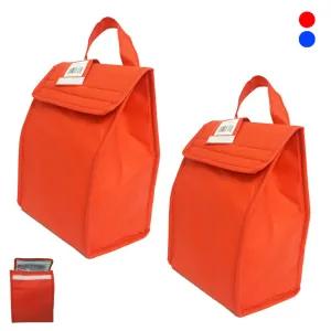 2 Insulated Cold Canvas Stripe Picnic Carry Case Thermal Portable Lunch Bag Tote