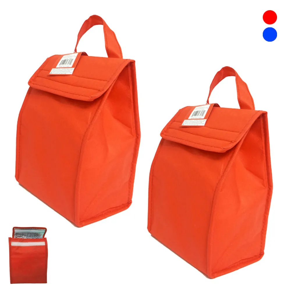 2 Insulated Cold Canvas Stripe Picnic Carry Case Thermal Portable Lunch Bag Tote