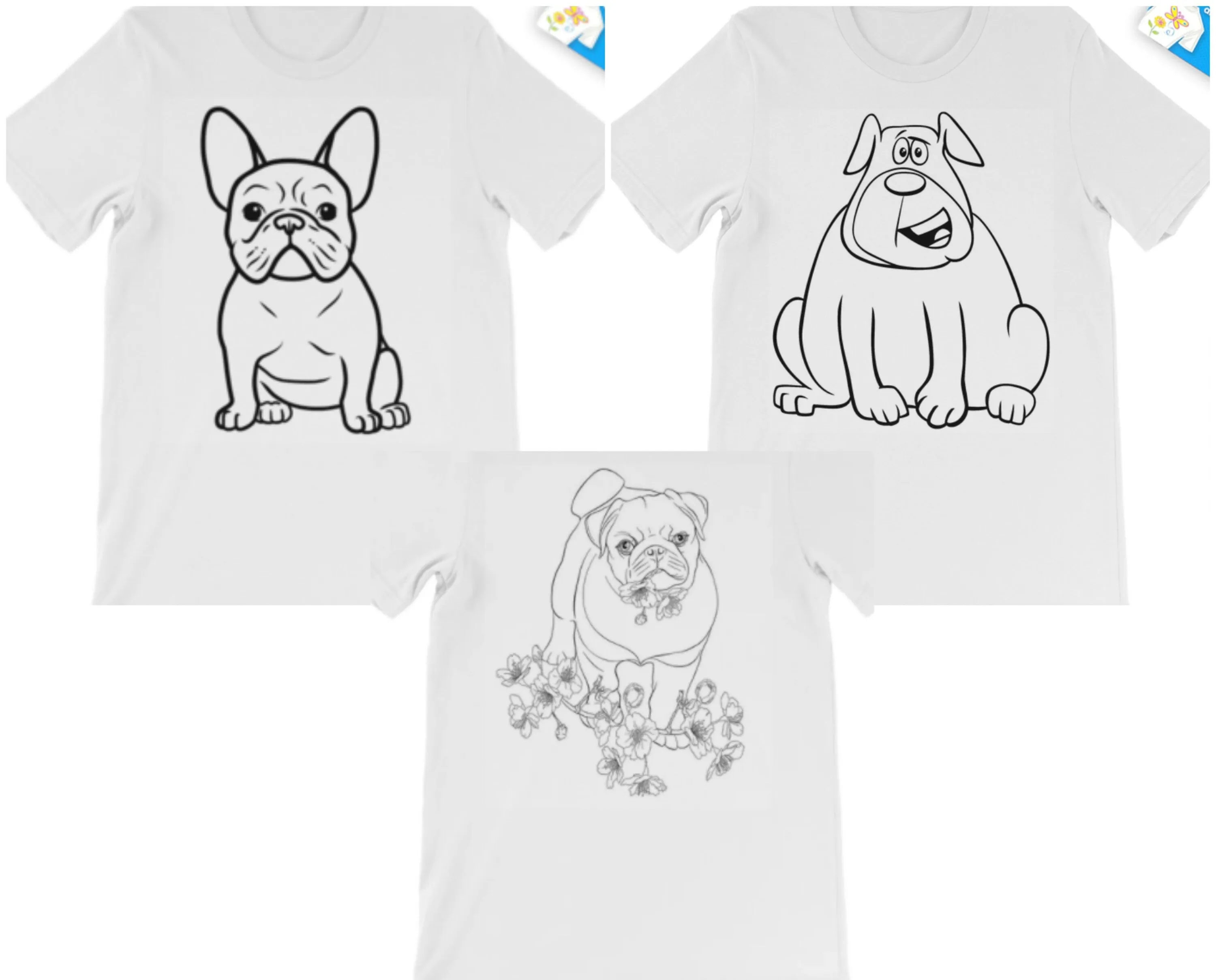 3Style Pug Dog Coloring T-Shirt, Unisex, Kids,Adults, Stay home,Christmas,Birthday,Anniversary Gift