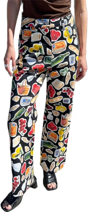 Alyweatry Women BUON Appetito Print Jeans High Waist Straight Leg Summer Fruit Tapas Print Denim Pants