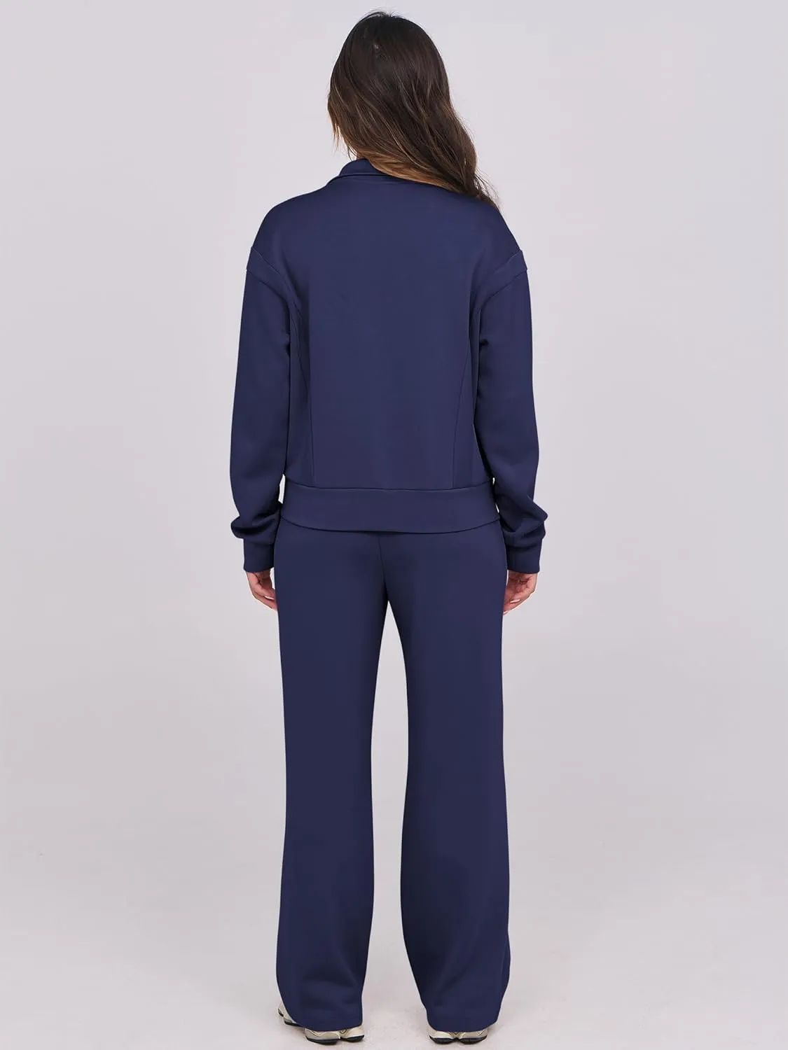 ANRABESS Lounge Sets for Women 2 Piece Outfits Sweatsuit Fall Zip Up Sweatshirts Wide Leg Pants Matching Sweat Set Tracksuit