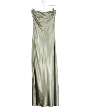 Anthropologie Green The Fleur Strapless Satin Maxi Slip Dress UK 12
