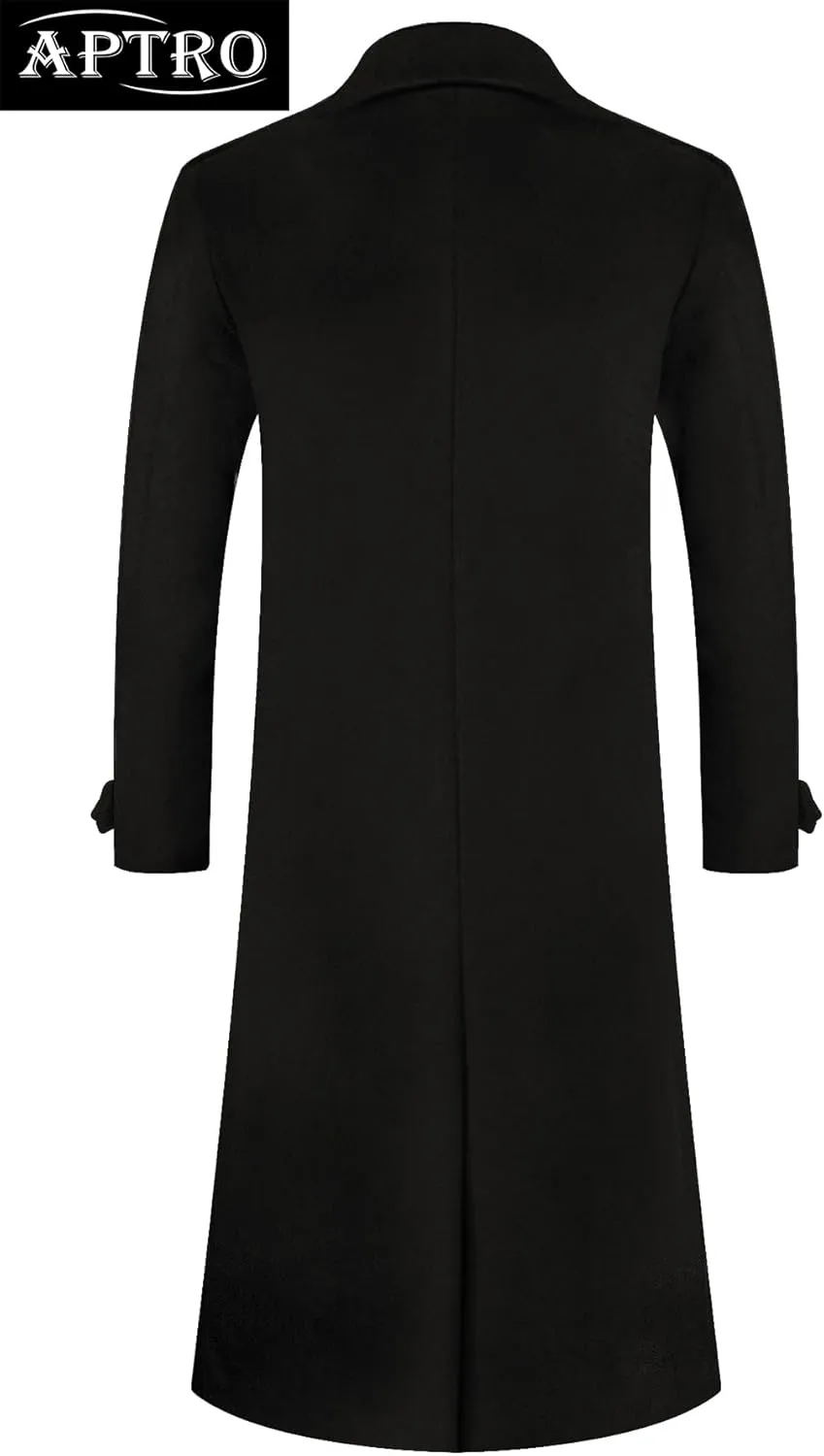 APTRO Men's Luxury Full Length Trench Coat Long Wool Overcoat Winter Windbreaker