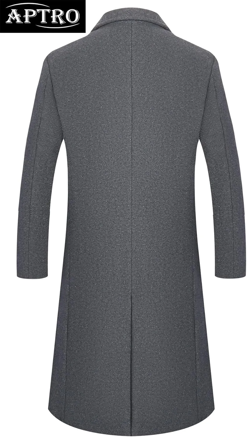 APTRO Men's Luxury Full Length Trench Coat Long Wool Overcoat Winter Windbreaker