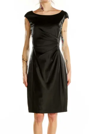 Black Elegant Satin Sheath Dress