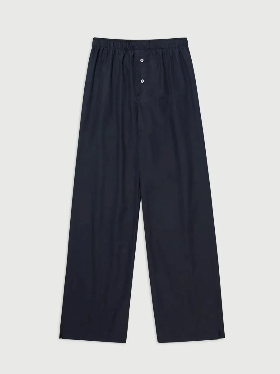 Bonnyshow Women's Y2K Retro Vintage Casual Striped/Solid Long Pants Button Elastic High Waist Aesthetic Loose Straight Trousers