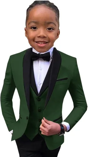 Boys Suit Wedding Tuxedo 3 Piece Shawl Collar Jacket Pants Vest Child Formal Blazer Set Slim Fit Outfit