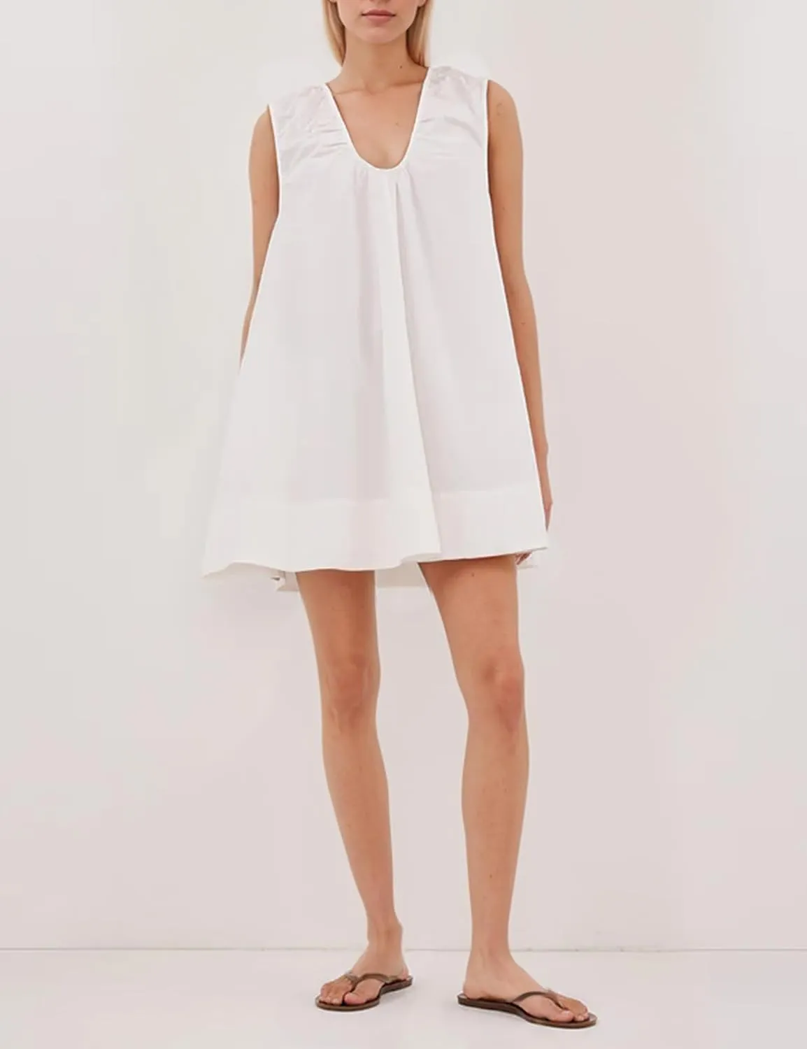 Bubble Babydoll Dress for Women Sleeveless Ruched U Neck Tank Mini Dresses Casual Summer Puffy Dress