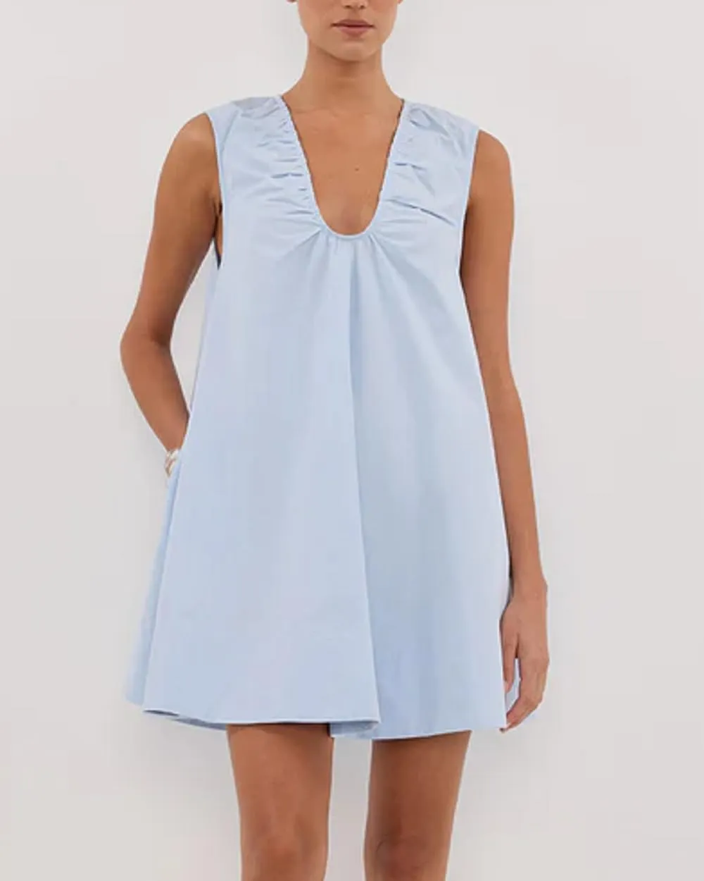 Bubble Babydoll Dress for Women Sleeveless Ruched U Neck Tank Mini Dresses Casual Summer Puffy Dress