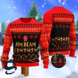 Christmas Scenes With Jim Beam Bourbon Ugly Sweater