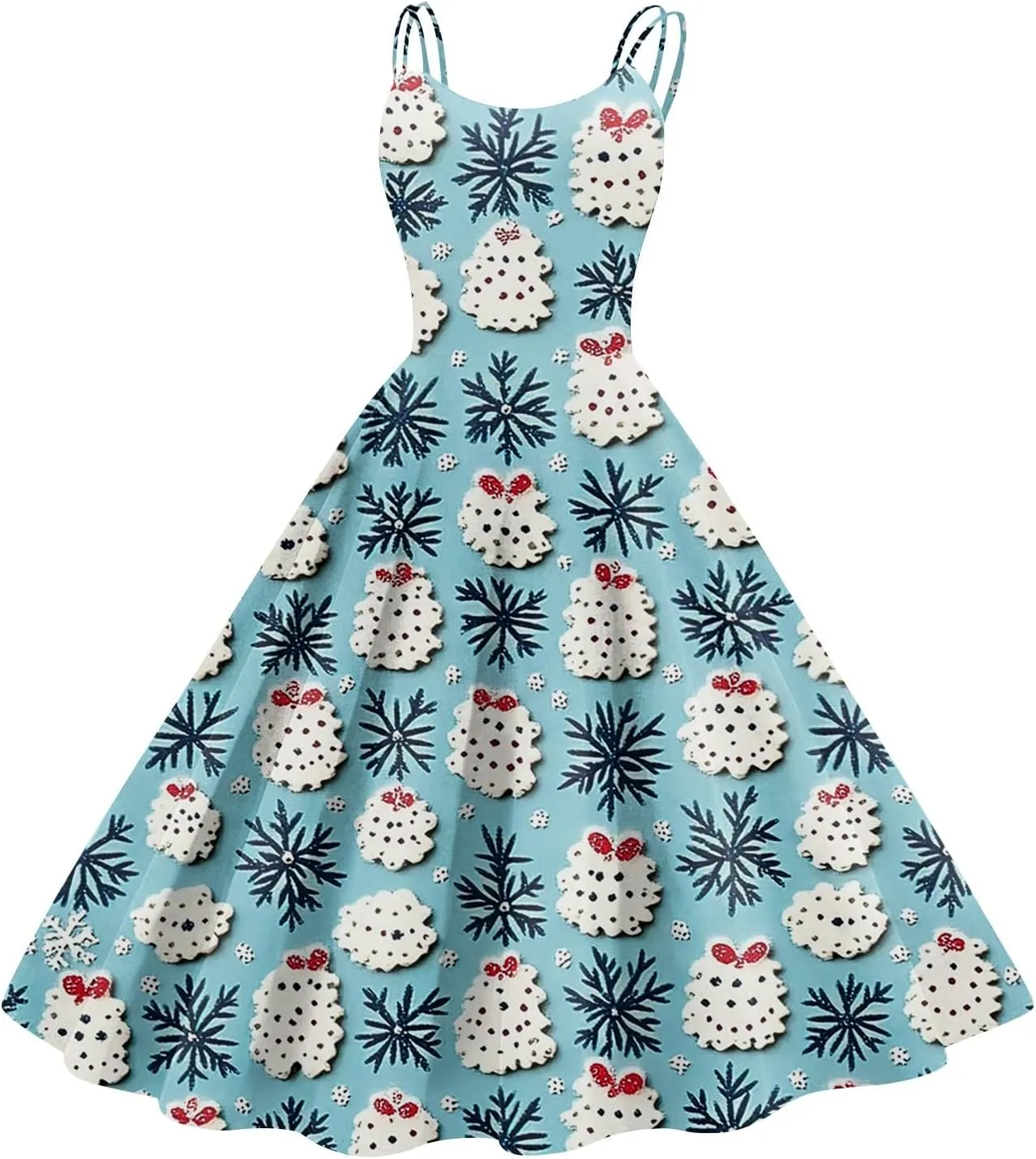 Christmas Sleeveless Dresses for Women Cocktail Santa Claus Reindeer Pattern Prom Dresses 2024 Winter Holiday Clothes