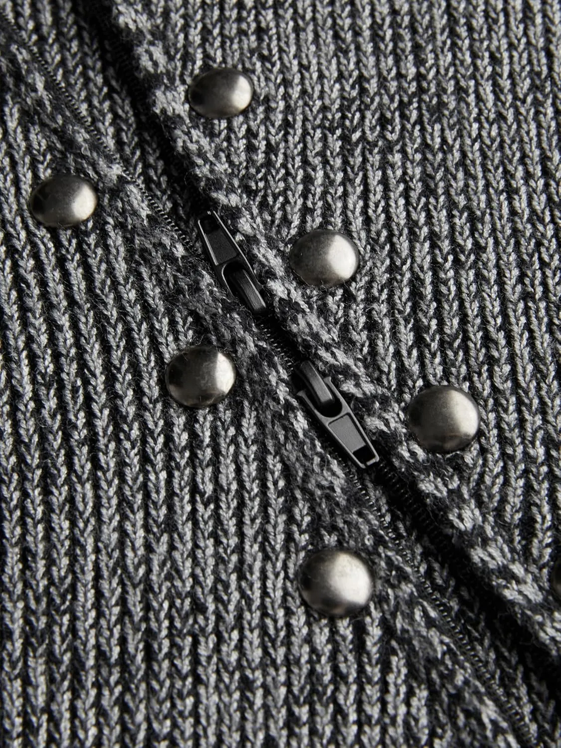 CIDER Stand Collar Rivet Zipper Cardigan