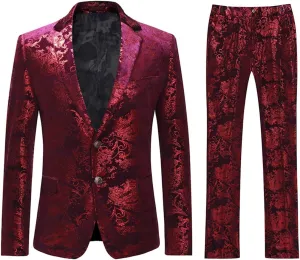 Cloudstyle Men's Dress Suit Single-Breasted 2 Pieces Slim Fit 2 Buttons Suits