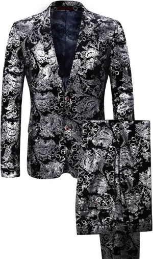 Cloudstyle Men's Dress Suit Single-Breasted 2 Pieces Slim Fit 2 Buttons Suits