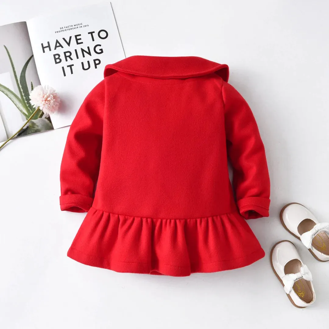 CN Bottom Flore Red Warm Dress Coat With Belt 10547