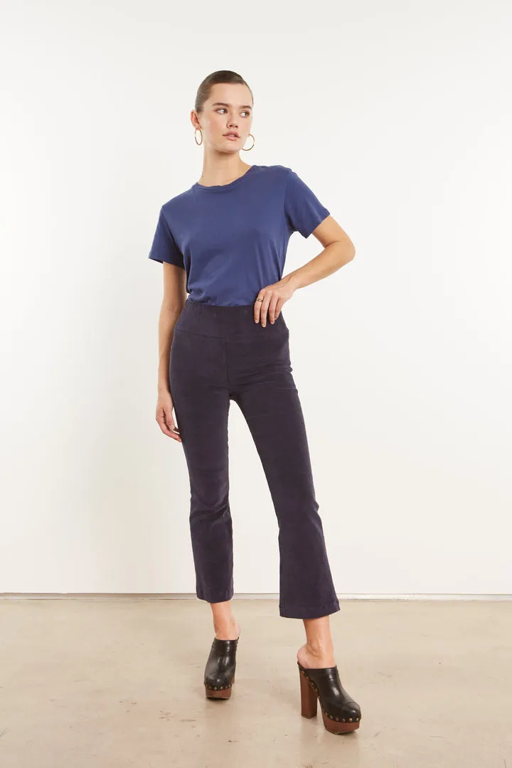 Crop Flare Corduroy Leggings in Navy