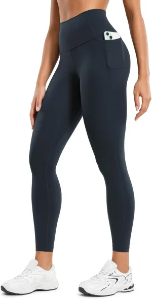 CRZ YOGA Womens Butterluxe Workout Leggings 25 Inches - High Waisted Gym Yoga Pants with Pockets Buttery Soft True Navy Large