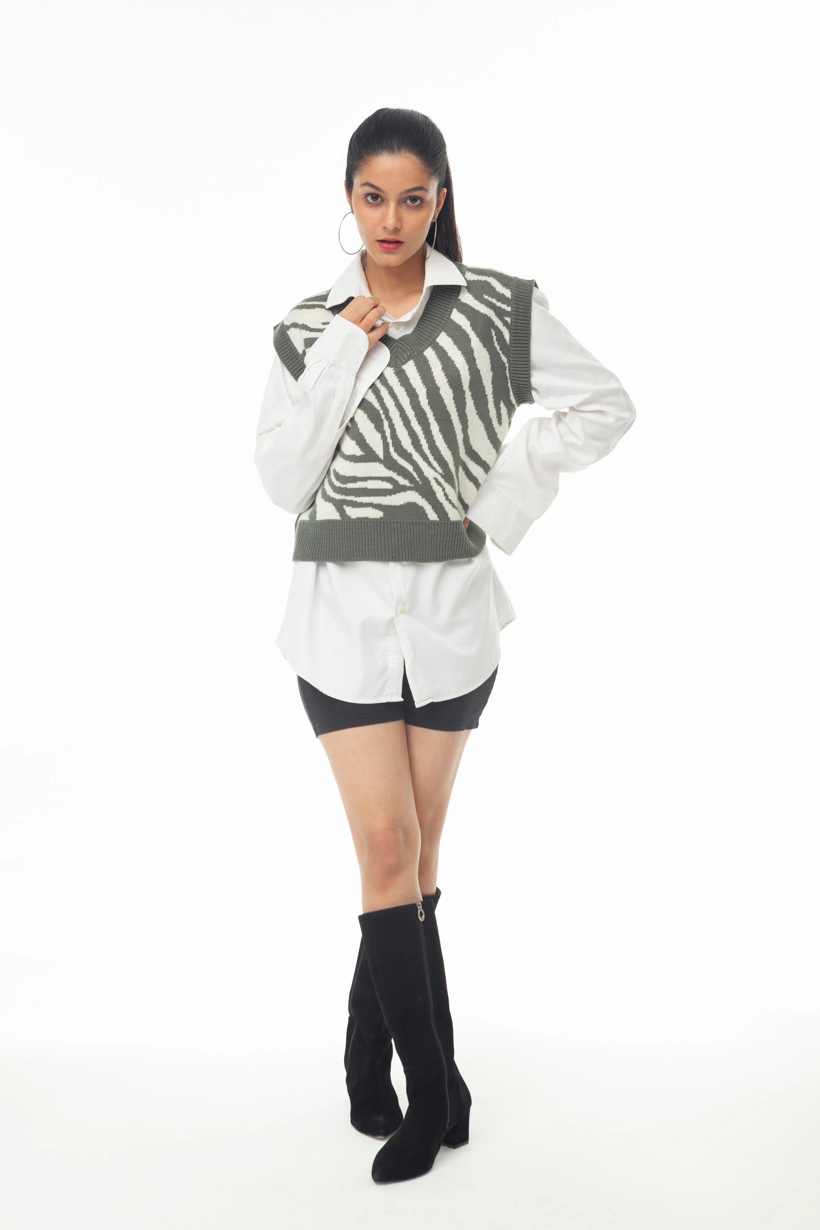 DARK GREY NEXT GEN ZEBRA PRINT VEST