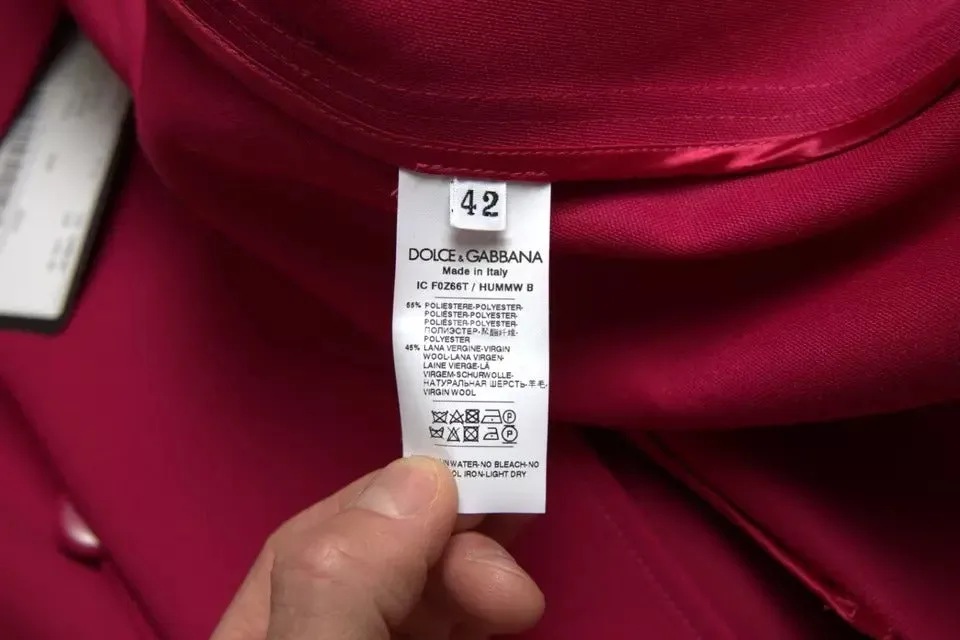 Dark Pink Double Breasted Trench Coat Jacket