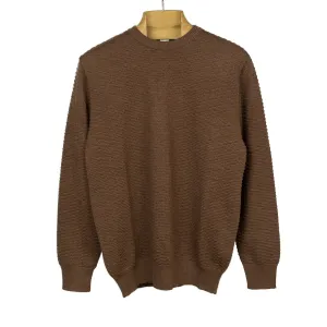 Dash stitch lightweight crewneck sweater in rusty brown merino wool (restock)