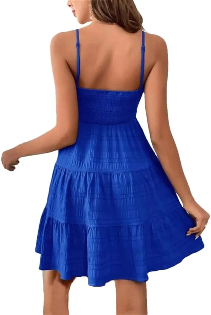 DBFBDTU Women's Mini Dresses Sleeveless Camisole Robe Solid Color Corset Slip Dress