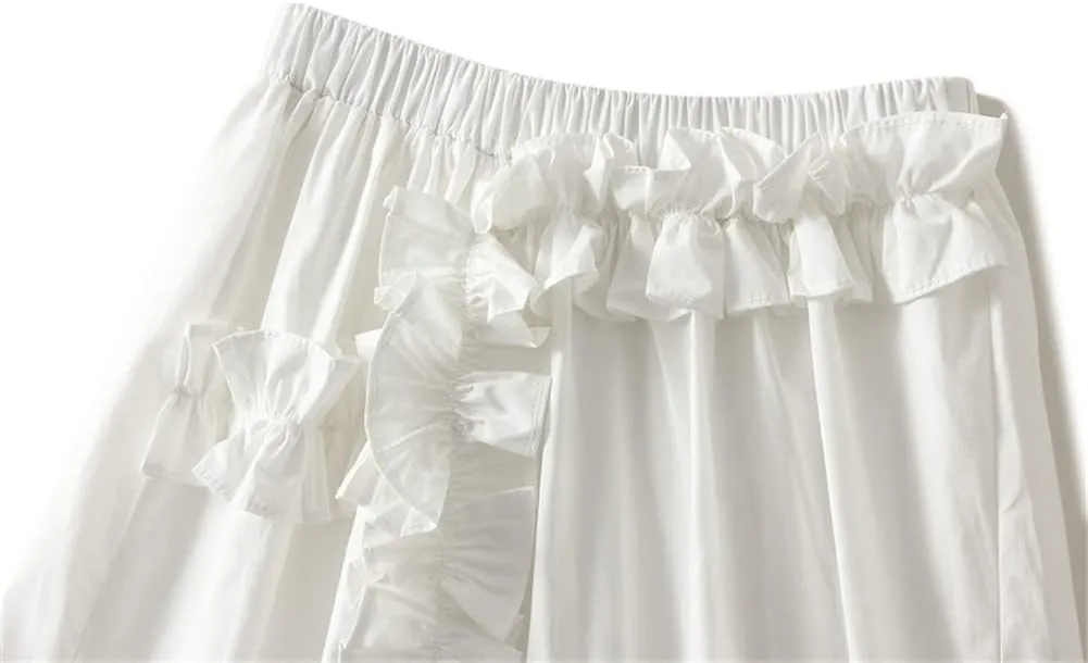 Design Irregular Skirt with Flower Women Tulle Summer Midi Skirt