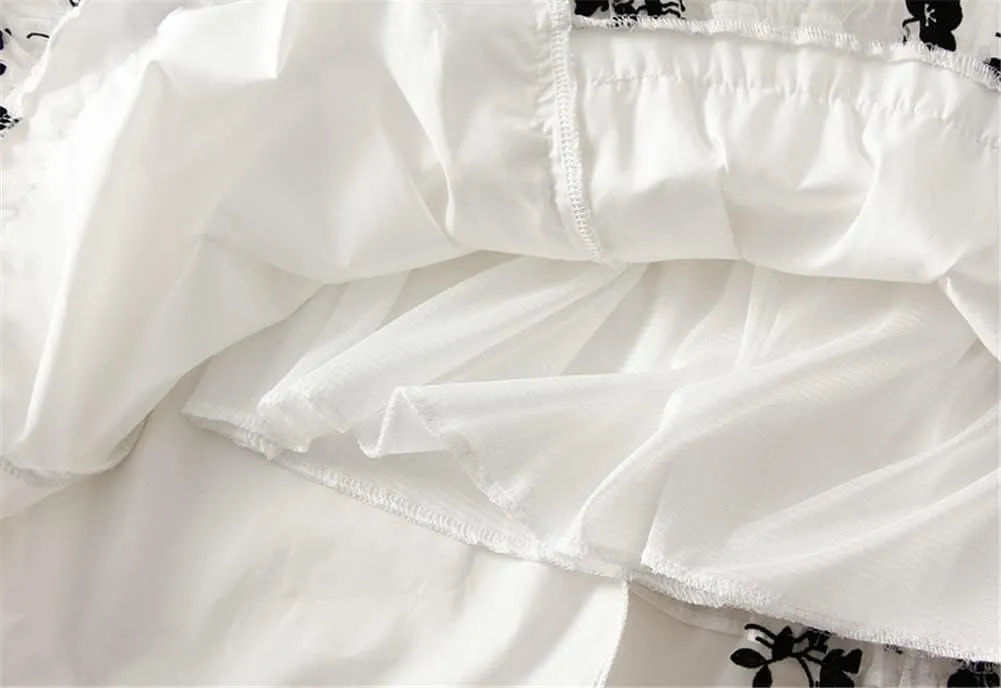Design Irregular Skirt with Flower Women Tulle Summer Midi Skirt