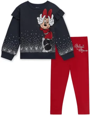 Disney Minnie Mouse Fleece Sweatshirt and Leggings Outfit Set Infant to Big Kid Sizes (18 Months - 14-16)