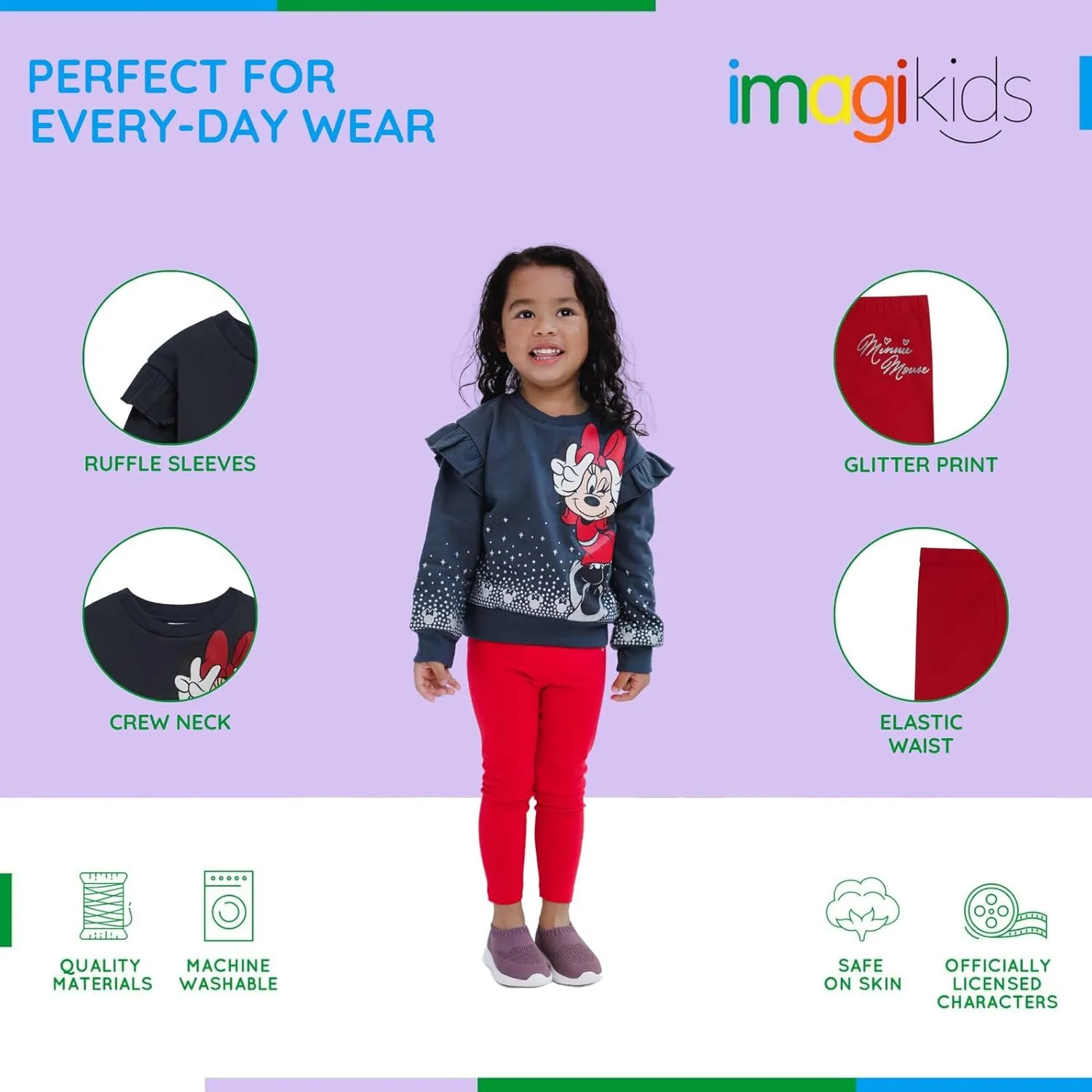 Disney Minnie Mouse Fleece Sweatshirt and Leggings Outfit Set Infant to Big Kid Sizes (18 Months - 14-16)