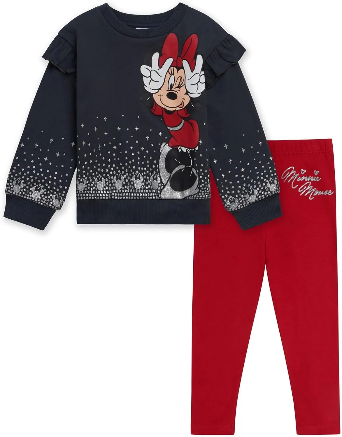 Disney Minnie Mouse Fleece Sweatshirt and Leggings Outfit Set Infant to Big Kid Sizes (18 Months - 14-16)