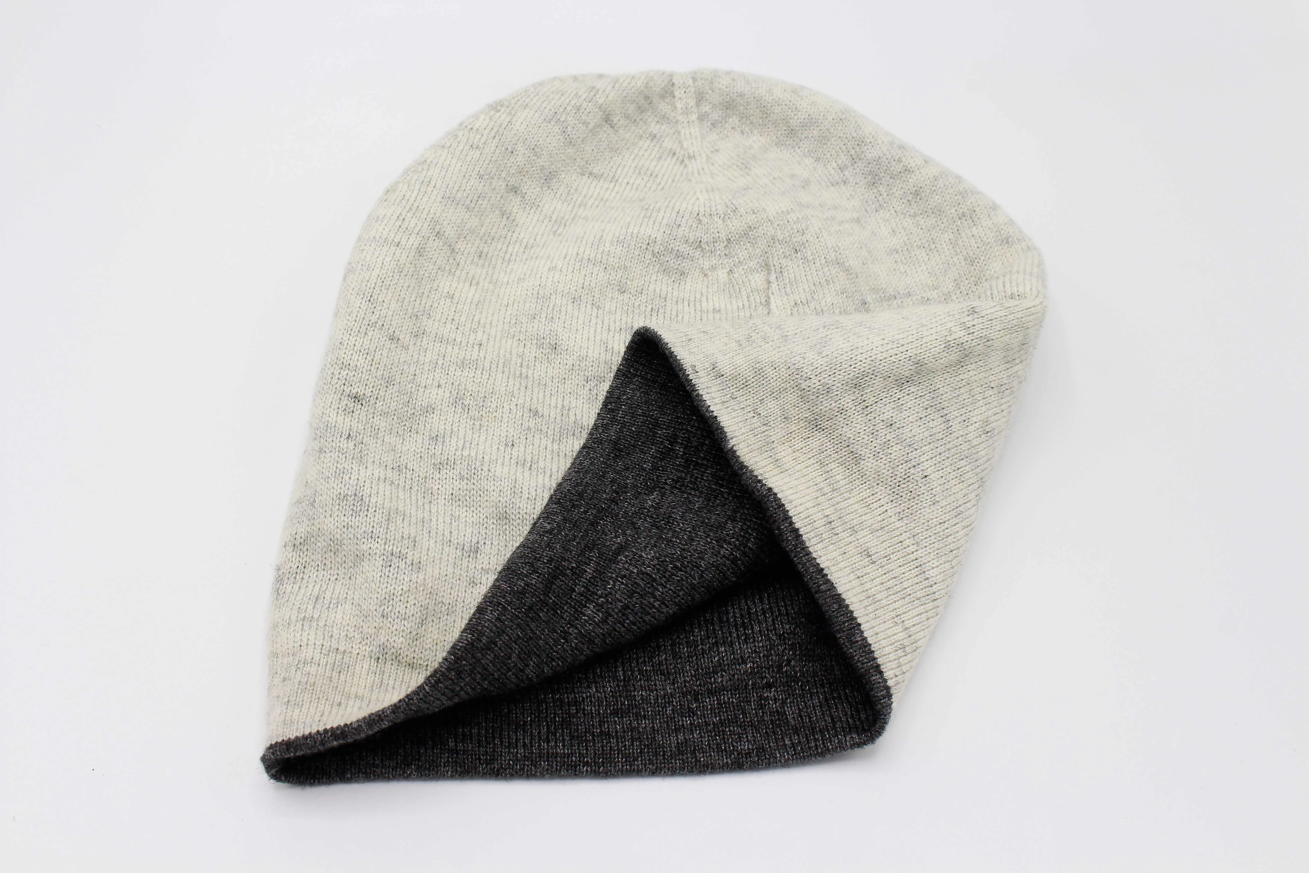 Double Sided Dark Gray & White Unisex Cashmere Cap/Beanie