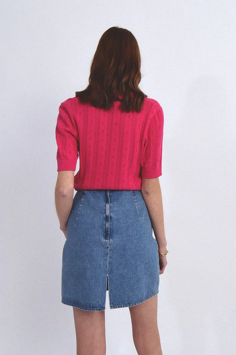 EMILIA POLO SWEATER - FUCHSIA