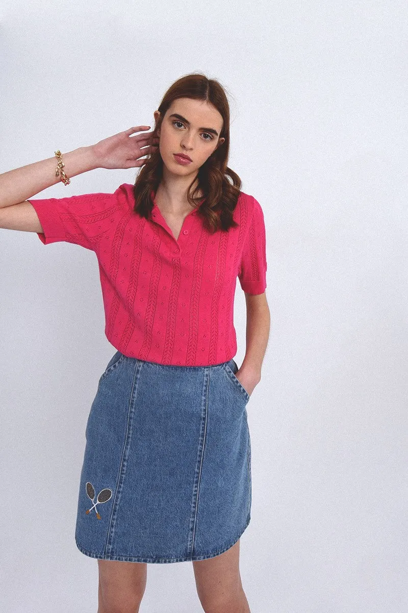 EMILIA POLO SWEATER - FUCHSIA