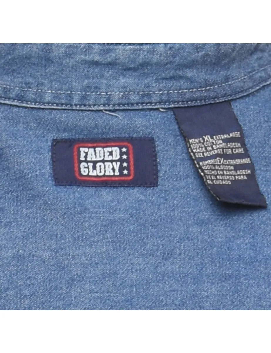Faded Glory Medium Wash Denim Shirt - XL