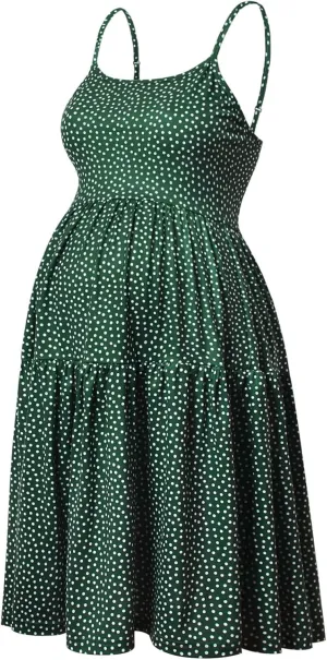 GINKANA Women's Sleeveless Maternity Dress Adjustable Strappy Summer Casual Swing Dress for Daily Wearing Or Baby Shower