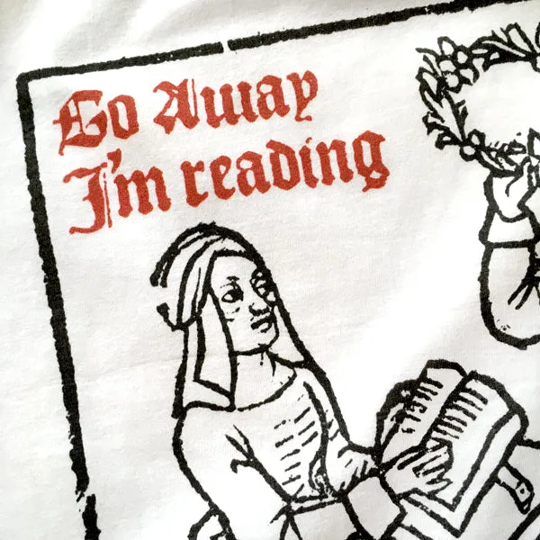 Go Away I'm Reading Woodcut T-shirt - Choice of Shapes/Styles