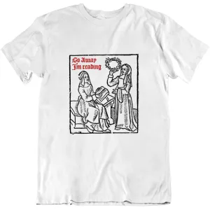 Go Away I'm Reading Woodcut T-shirt - Choice of Shapes/Styles