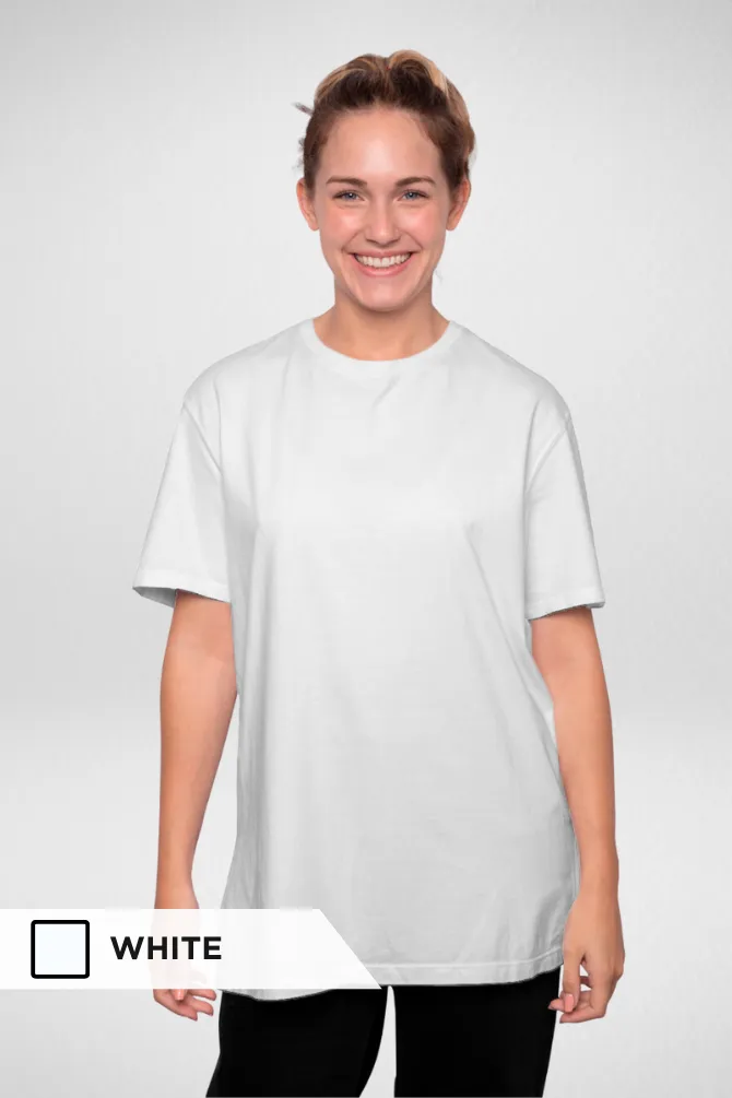 Grey Melange and White Oversized T-Shirts Combo for Women