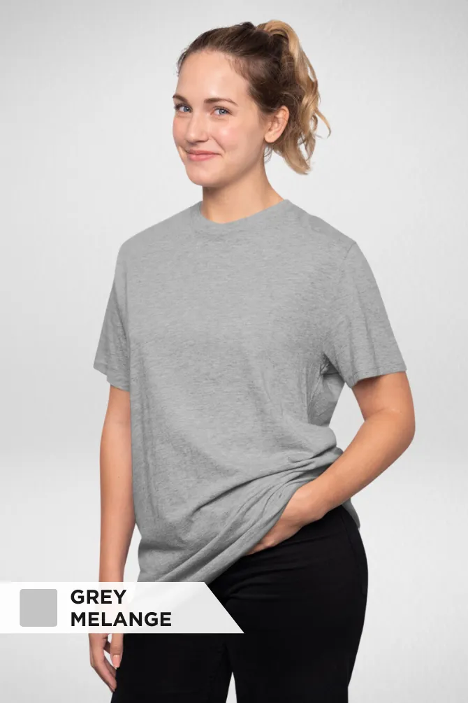 Grey Melange and White Oversized T-Shirts Combo for Women
