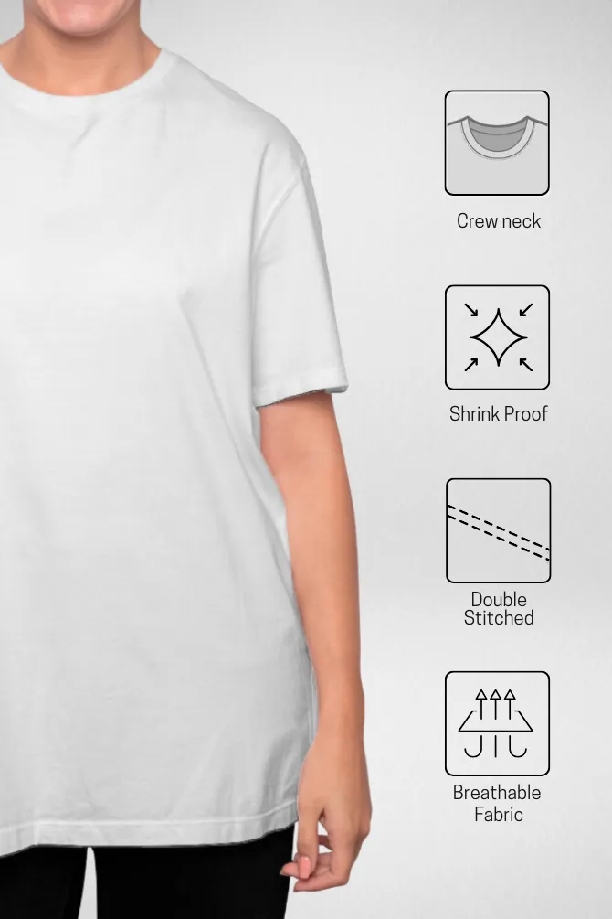 Grey Melange and White Oversized T-Shirts Combo for Women