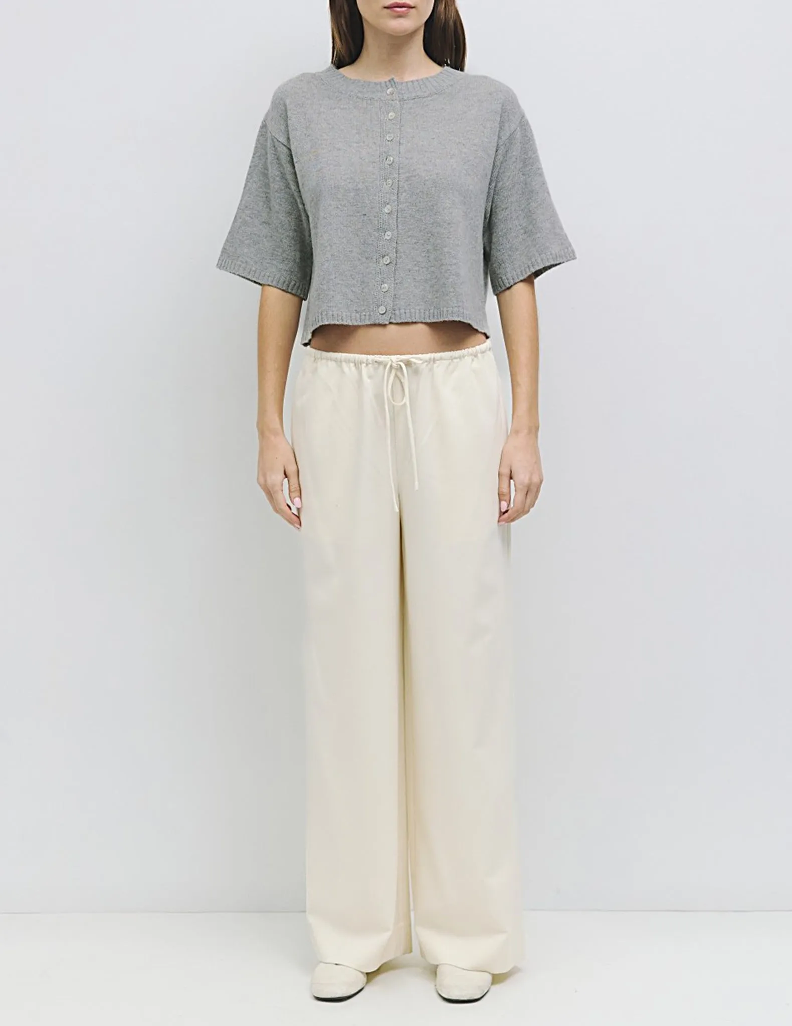 Heather Half Sleeve Button Cardigan