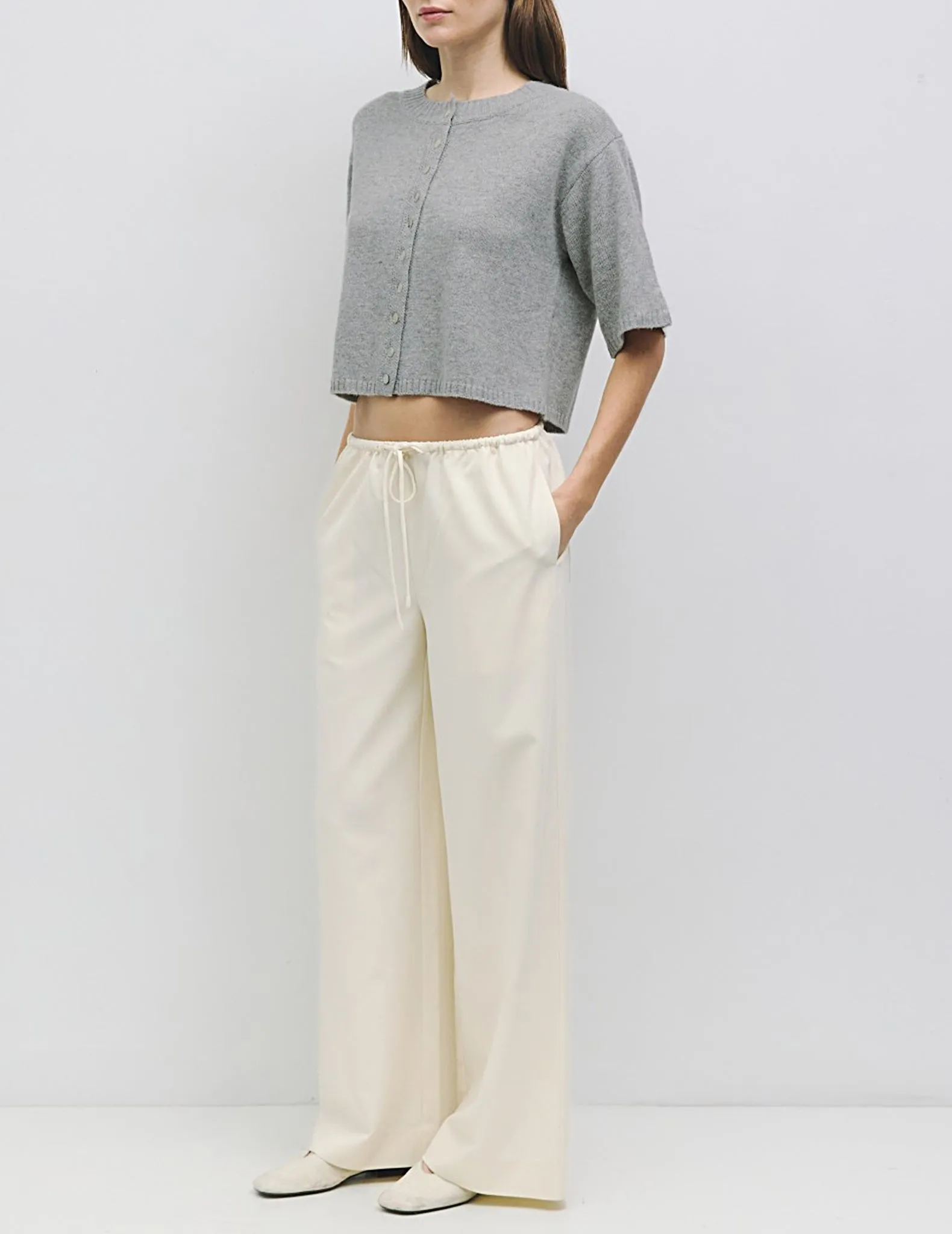 Heather Half Sleeve Button Cardigan