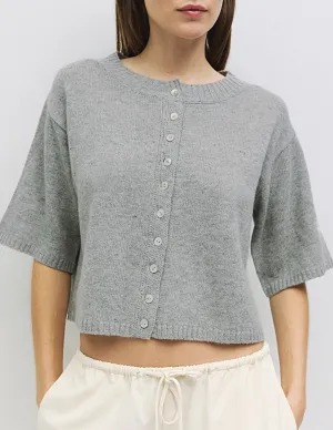 Heather Half Sleeve Button Cardigan