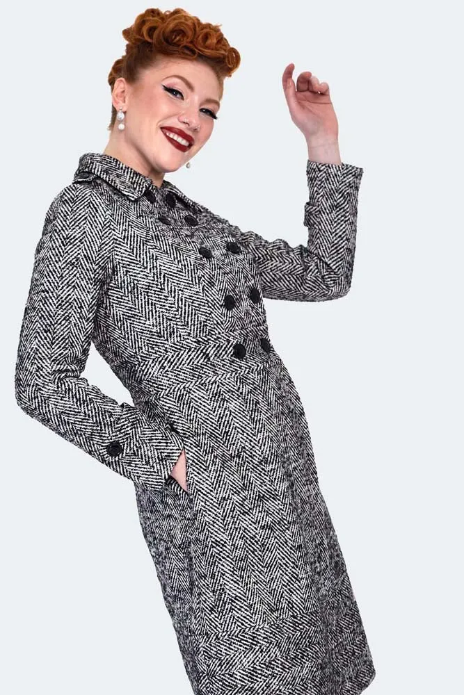 Herringbone Double Breasted Pea Coat