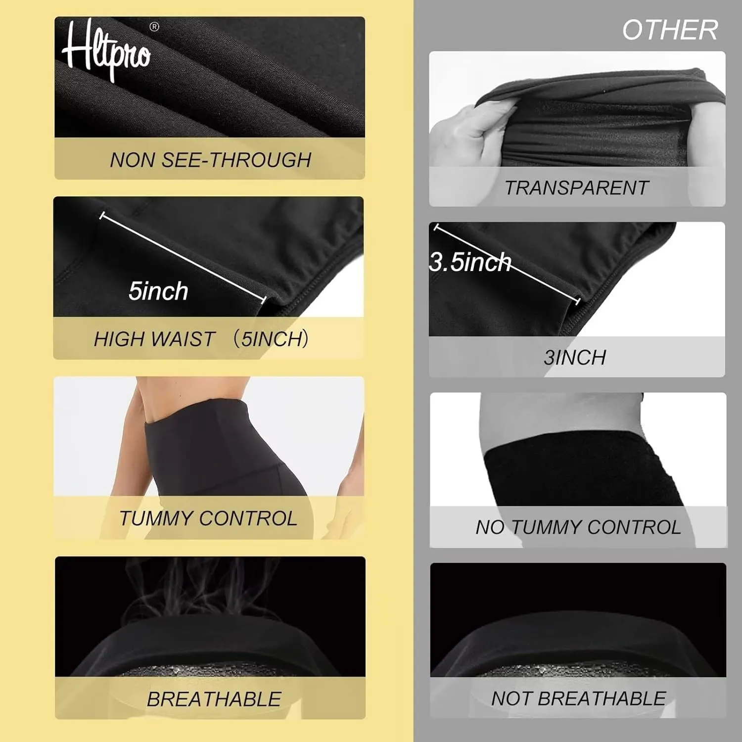 HLTPRO Leggings with Pockets for Women(Reg & Plus Size) - High Waist Tummy Control Yoga Capri Pants with Pockets for Workout