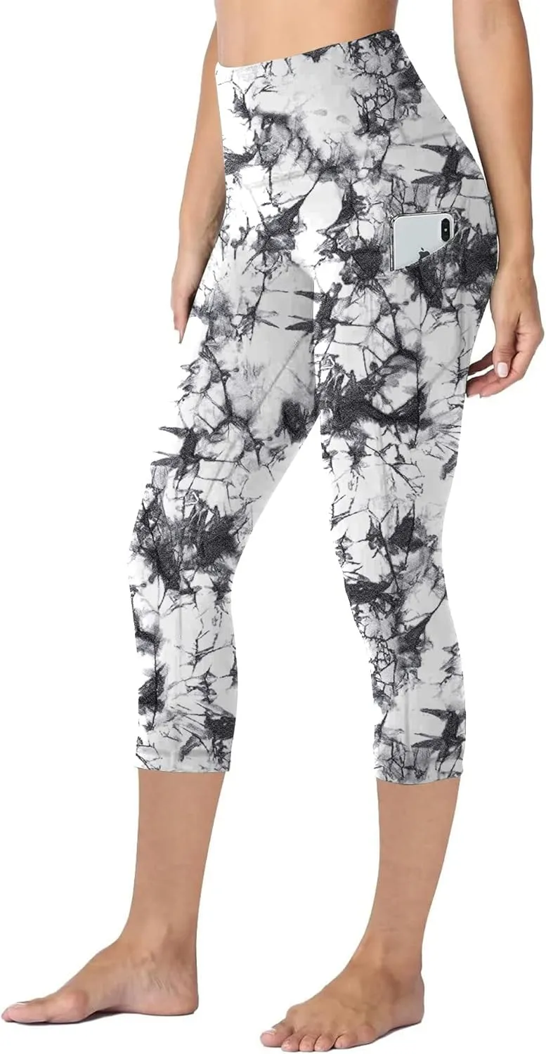 HLTPRO Leggings with Pockets for Women(Reg & Plus Size) - High Waist Tummy Control Yoga Capri Pants with Pockets for Workout
