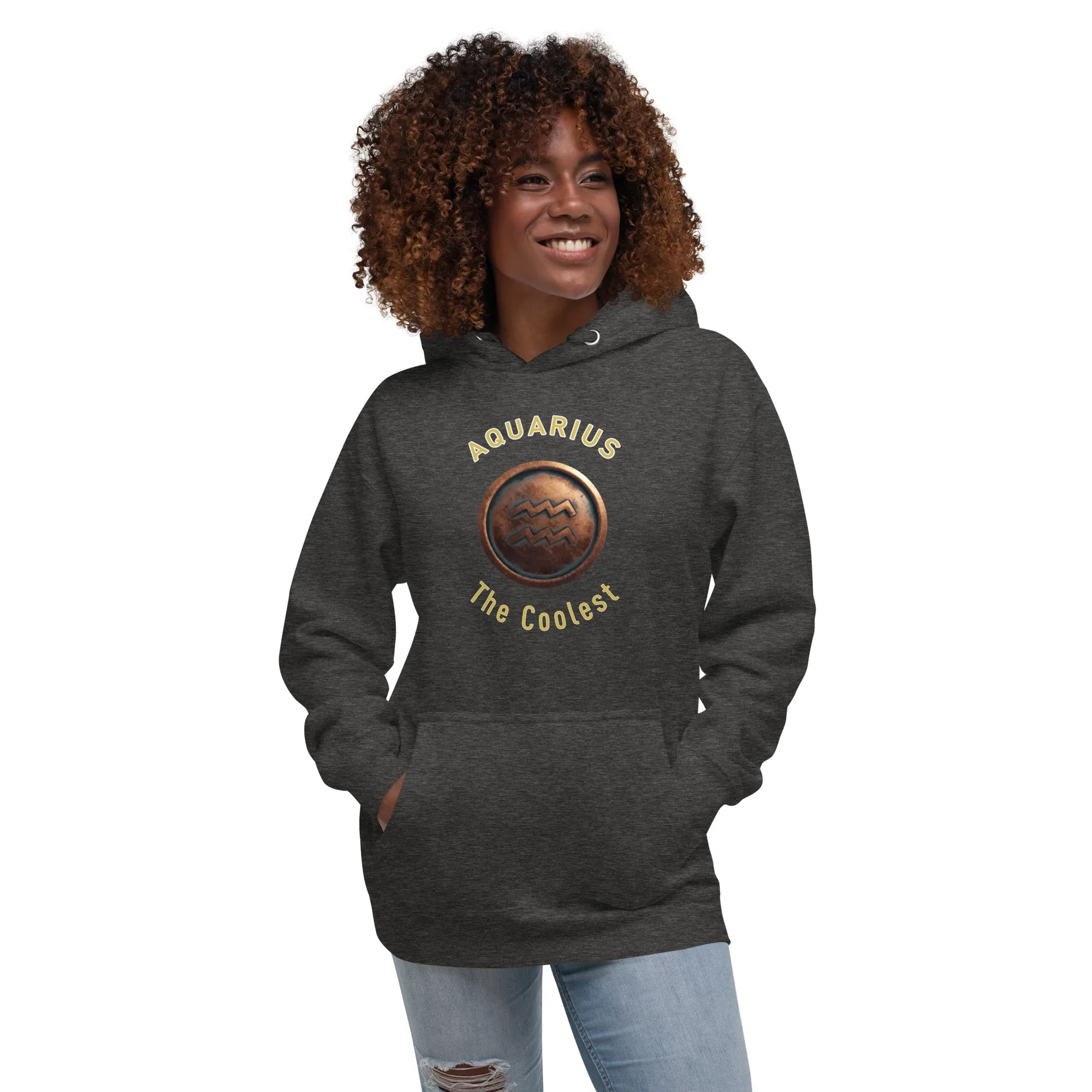Hoodie Womens Designer (Hoodies Womens - Aquarius Zodiac Sign 0051)