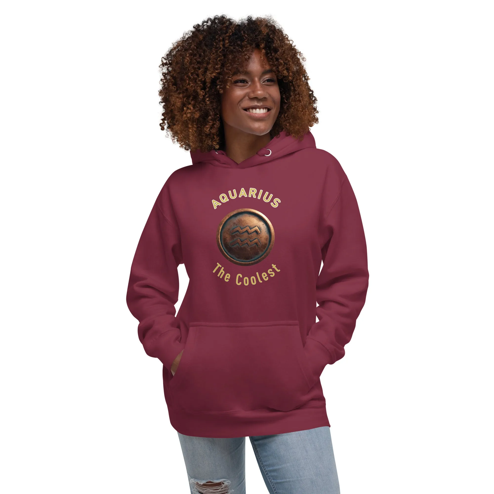 Hoodie Womens Designer (Hoodies Womens - Aquarius Zodiac Sign 0051)