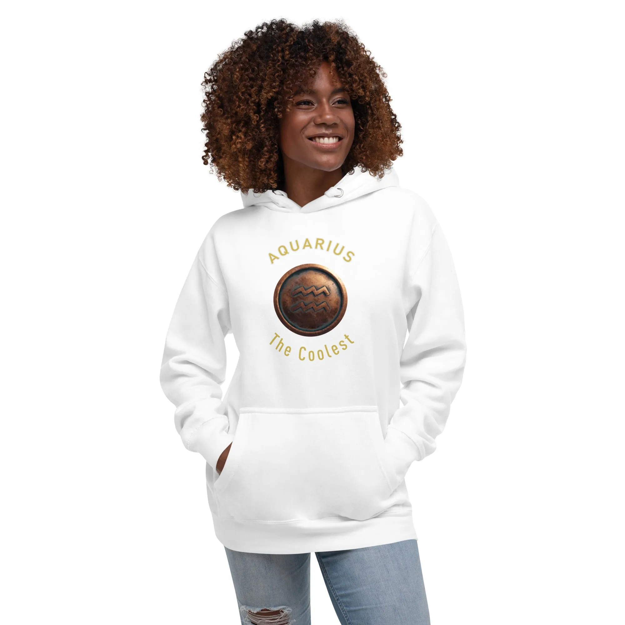 Hoodie Womens Designer (Hoodies Womens - Aquarius Zodiac Sign 0051)