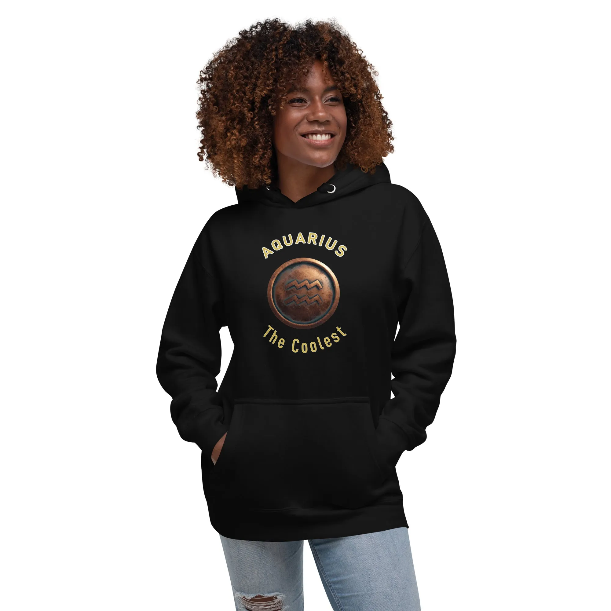 Hoodie Womens Designer (Hoodies Womens - Aquarius Zodiac Sign 0051)